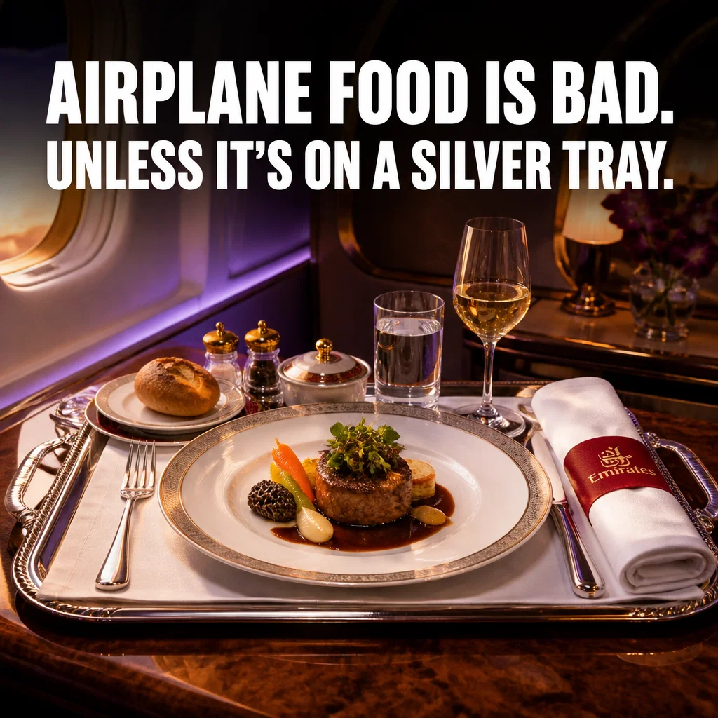 Emirates meme ad example: The Meal Service Reveal