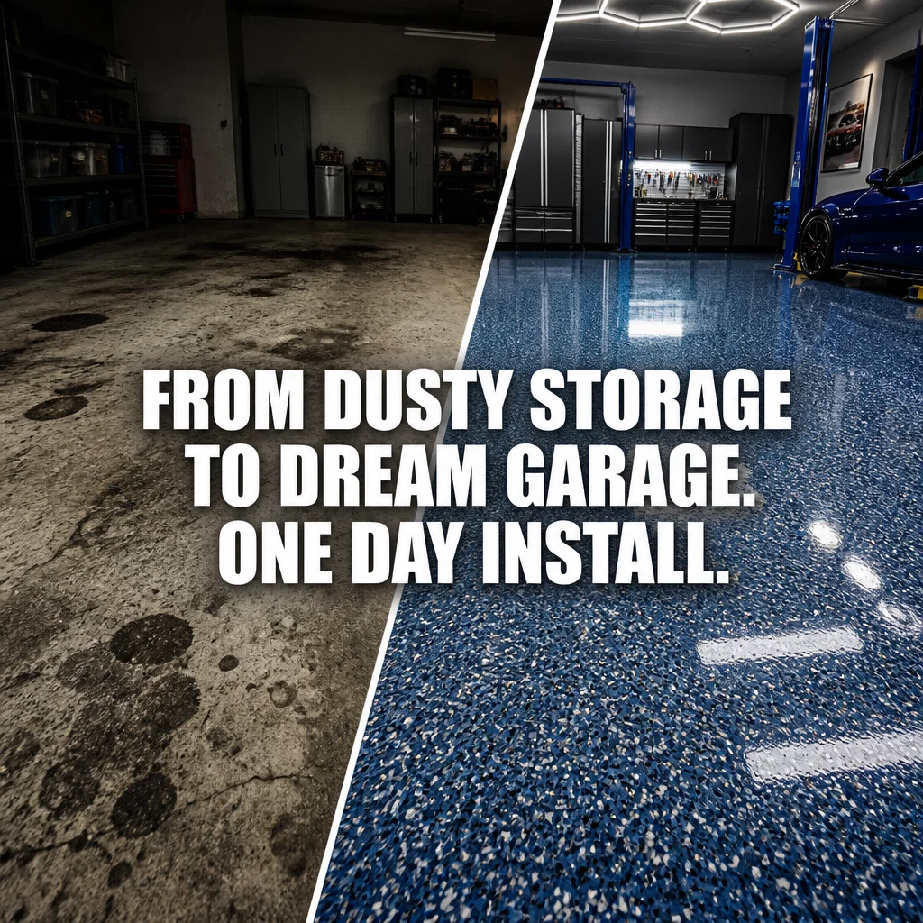 Epoxy Flooring ad concept example: The Total Transformation