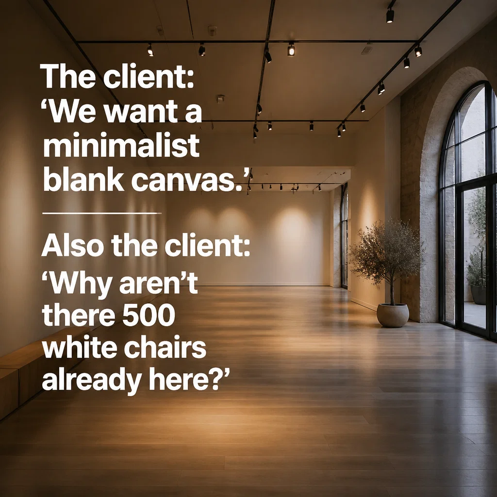 Event Venue meme ad example: The Blank Canvas Myth