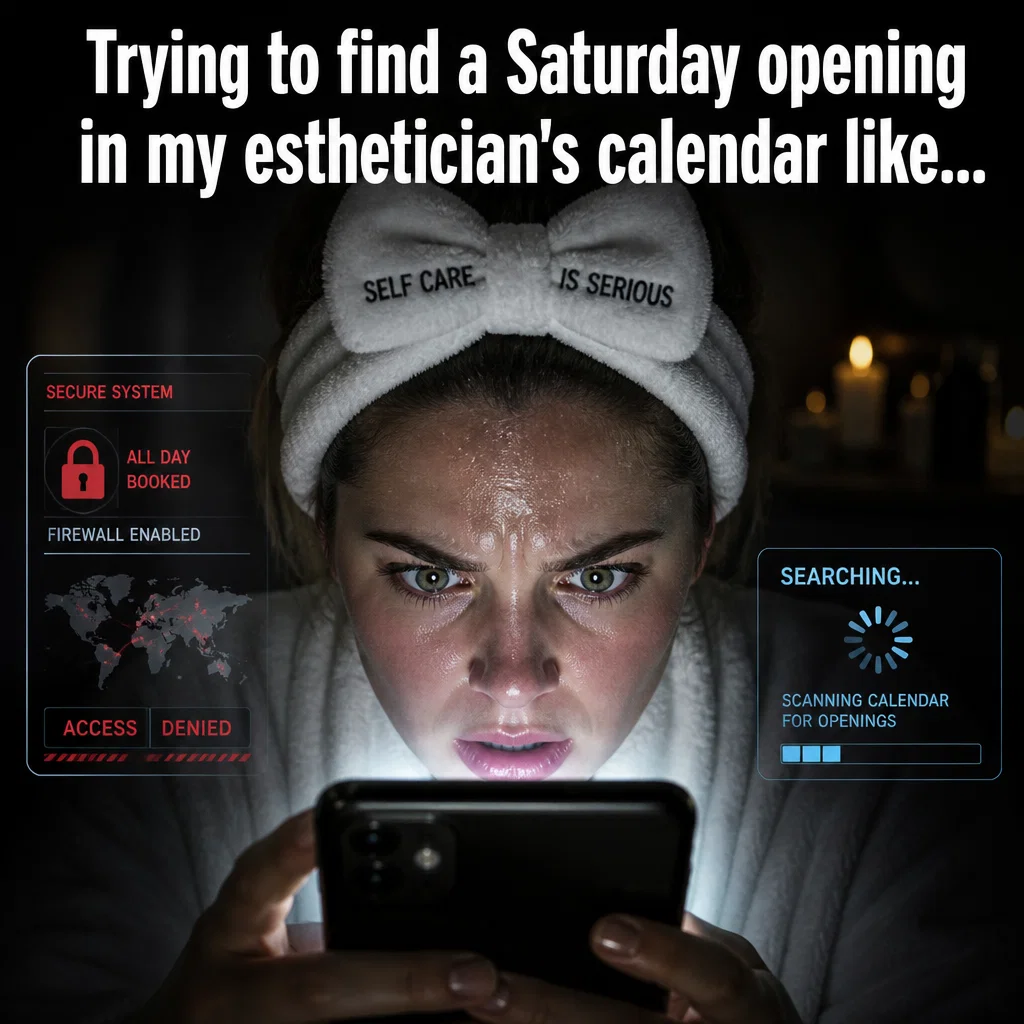 Facial Spa meme ad example: Schedule Tetris