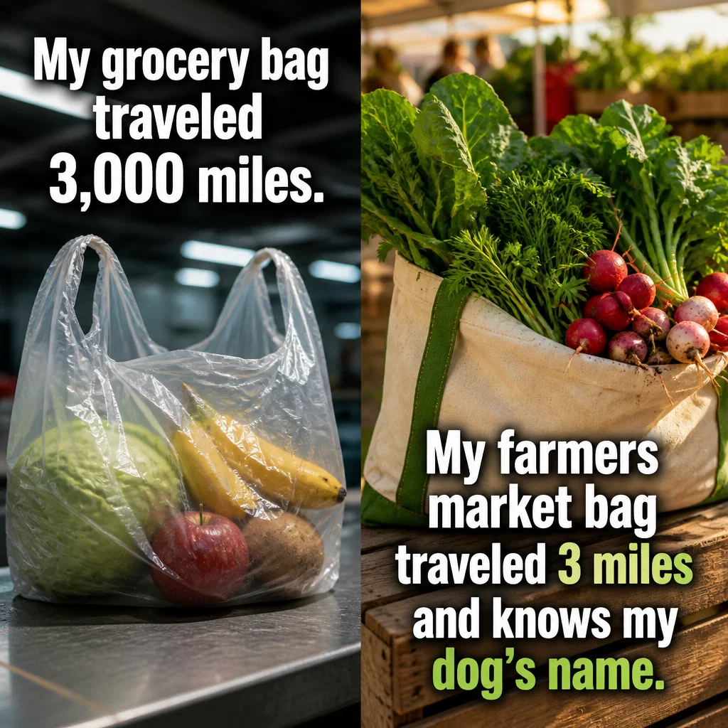 Farmers Market meme ad example: The Sustainable Flex