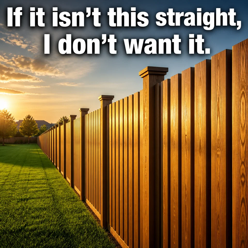 Fence Company meme ad example: The Straight Line OCD