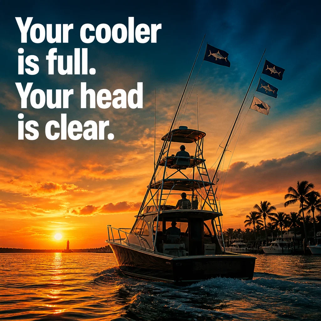 Fishing Charter ad concept example: The Golden Hour Return