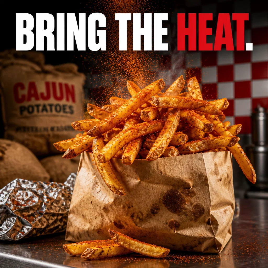 Five Guys ad concept example: Cajun Spice Dust