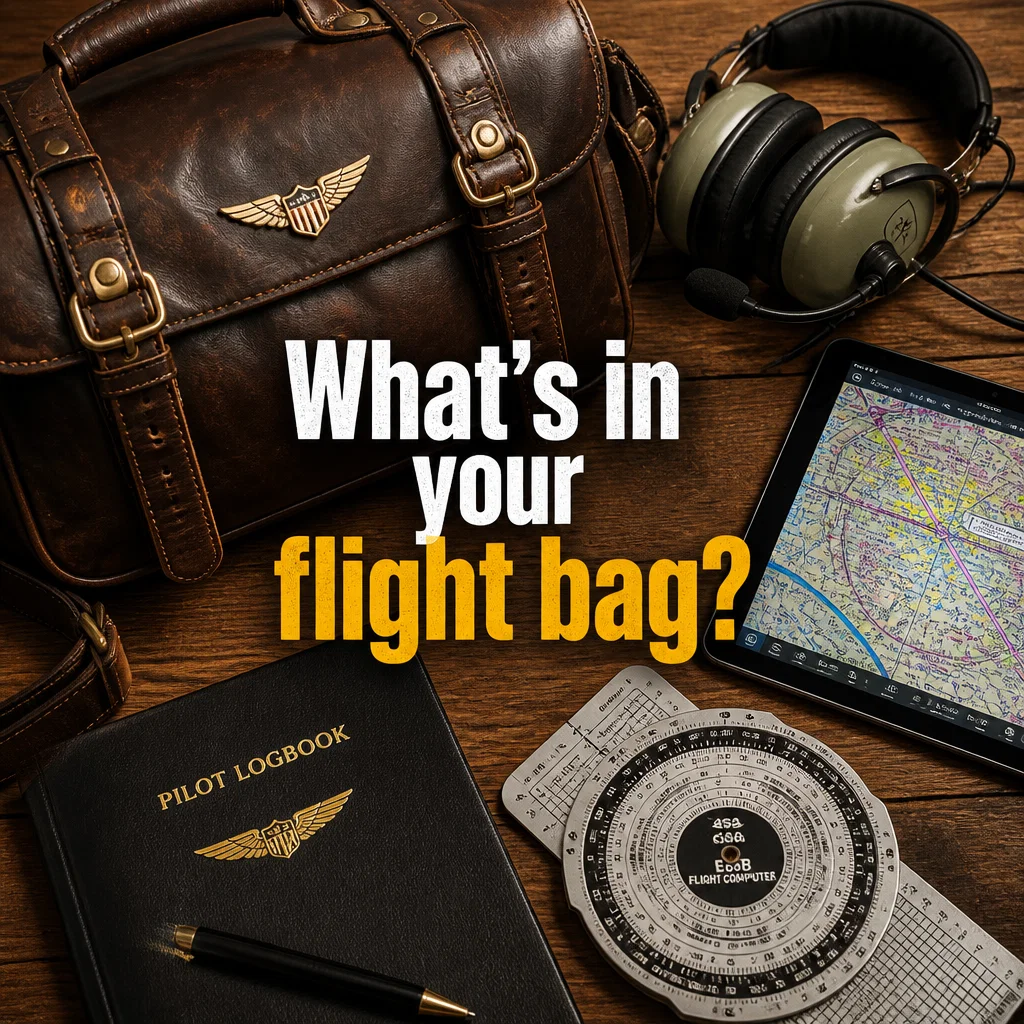 Flight School ad concept example: Flight Bag Essentials