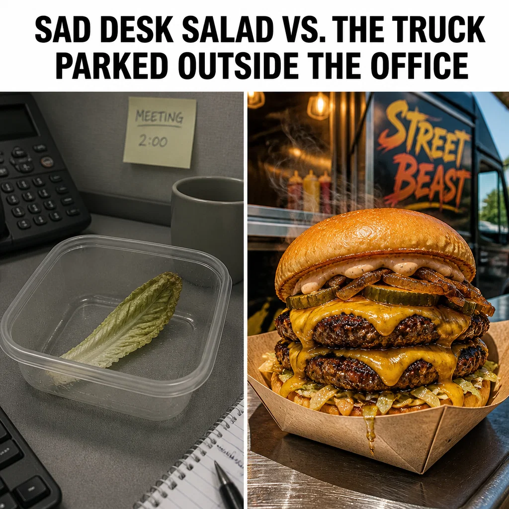 Food Truck meme ad example: Office Lunch Pain