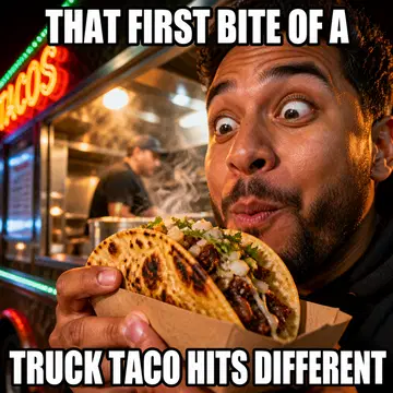 Food Truck meme ad example: The First Bite