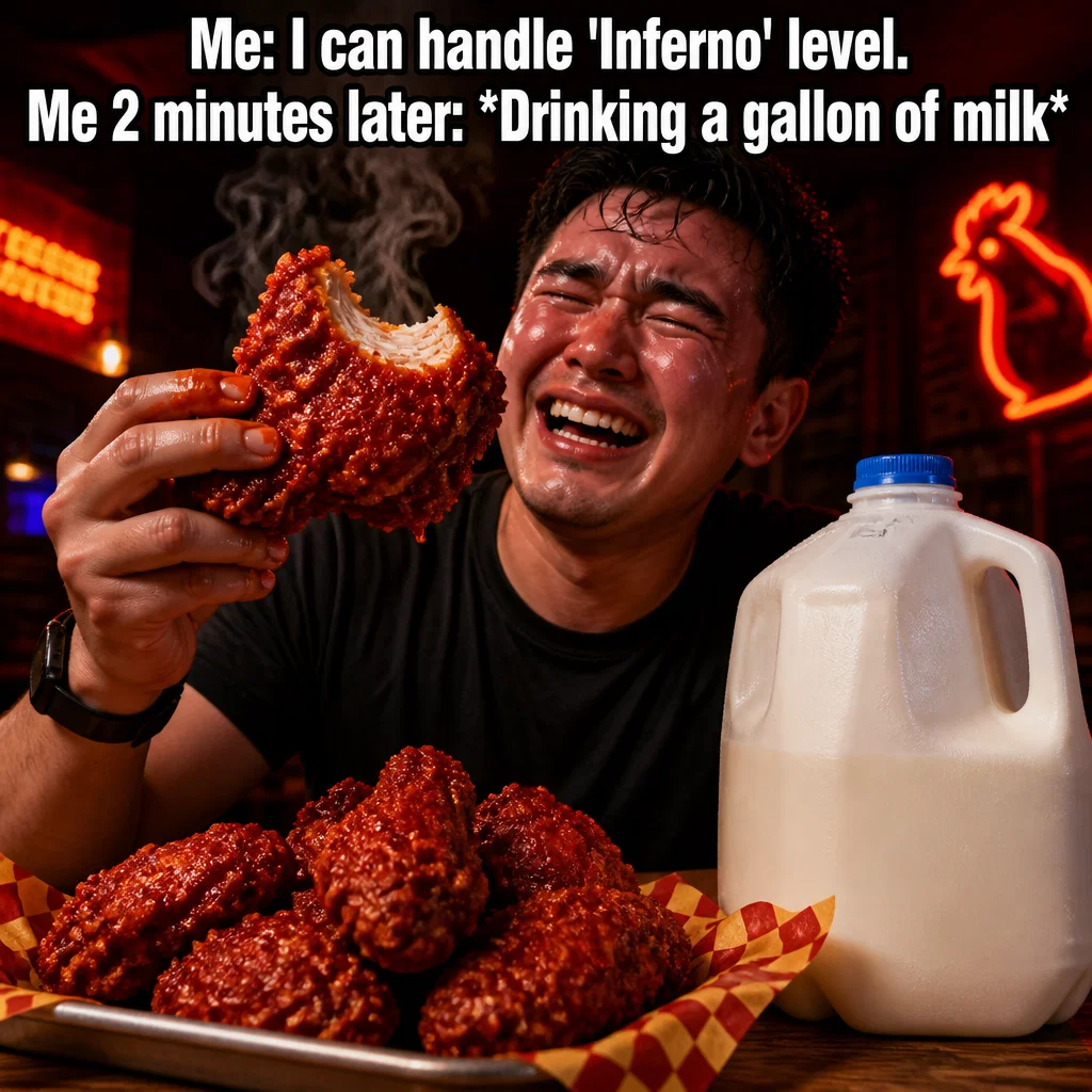 Fried Chicken Restaurant meme ad example: The Spice Regret