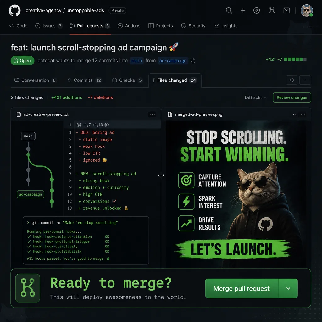 GitHub ad concept example: Pull Request CTA