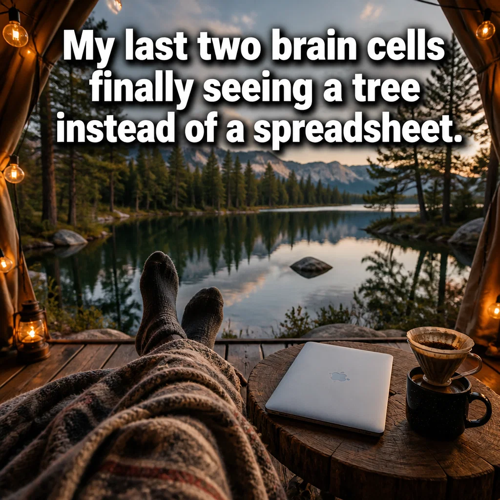 Glamping meme ad example: The City Brain to Nature Brain