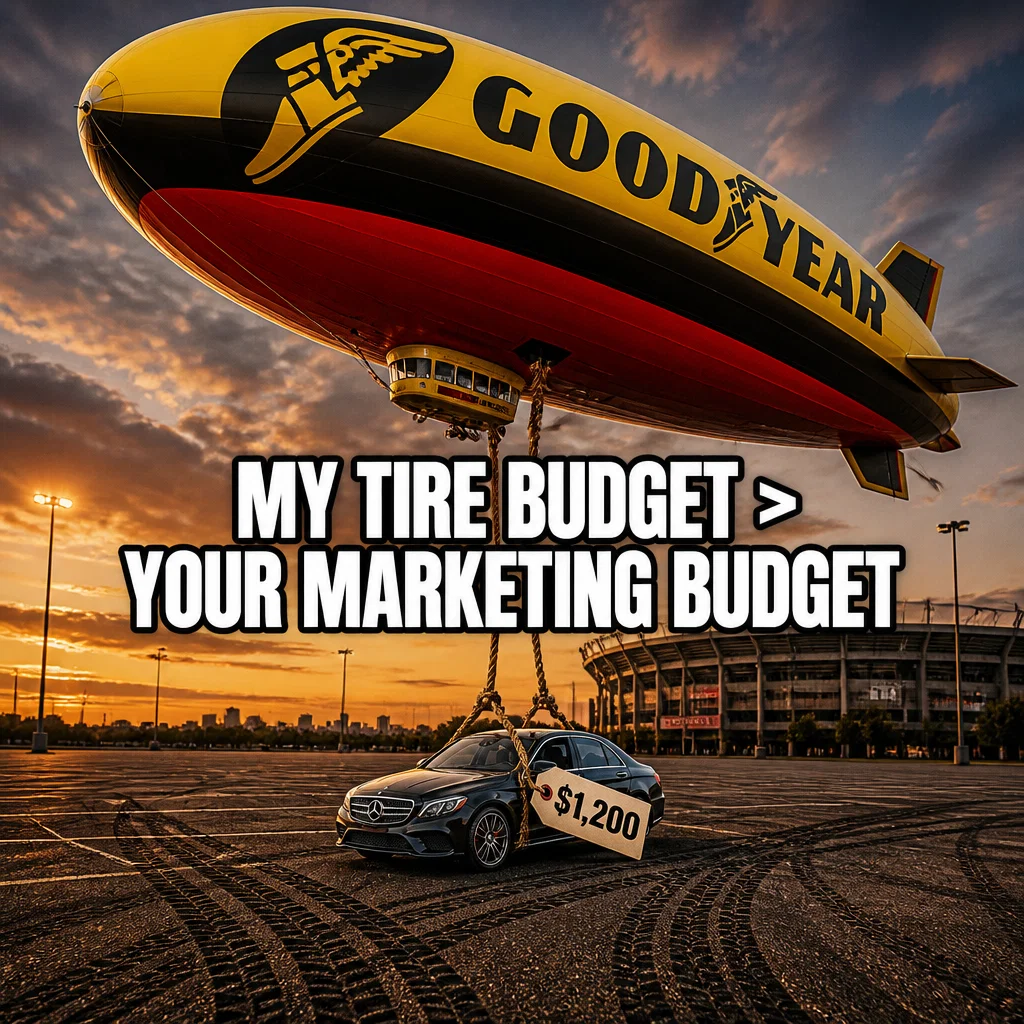 Goodyear meme ad example: Blimp Budget