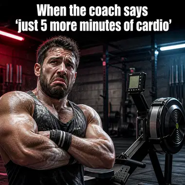 Gym meme ad example: The Cardio Negotiation