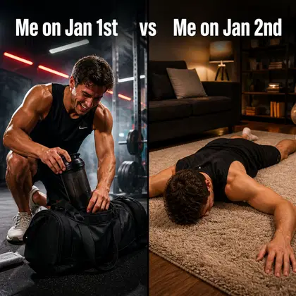 Gym meme ad example: The New Year Paradox