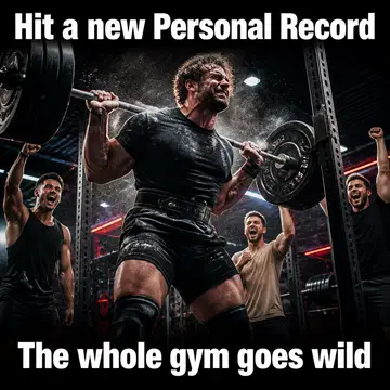 Gym meme ad example: The PR Celebration