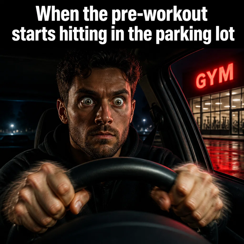Gym meme ad example: The Pre-Workout Kick