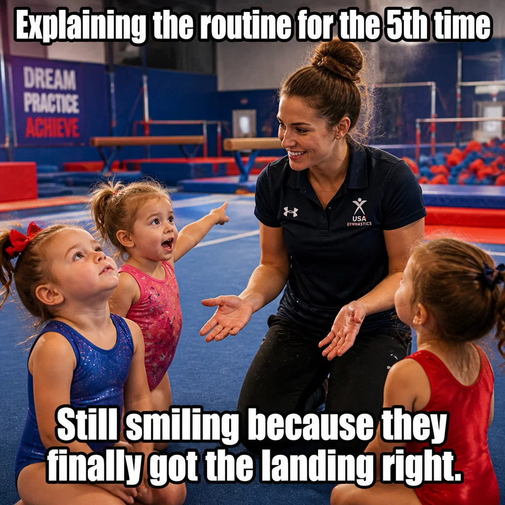 Gymnastics Gym meme ad example: Coach's Patience
