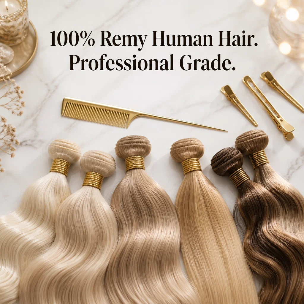 Hair Extensions ad concept example: The Texture Flatlay