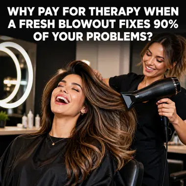 Hair Salon meme ad example: Cheaper Than Therapy