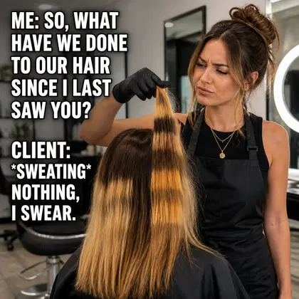 Hair Salon meme ad example: The Box Dye Confession