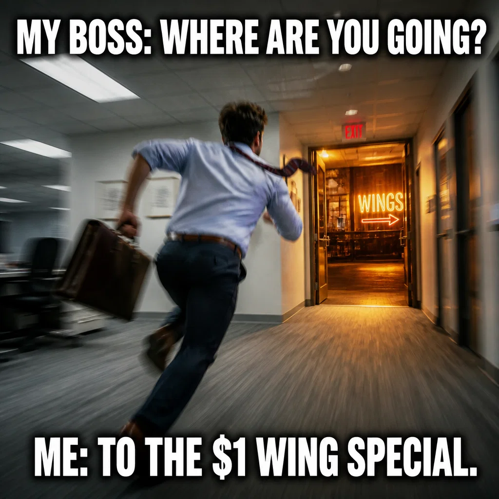 Happy Hour meme ad example: The Fine Art of Leaving
