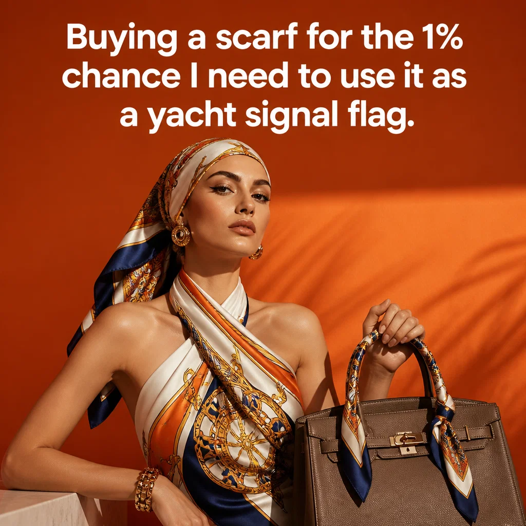 Hermes meme ad example: The 100-Way Silk Scarf