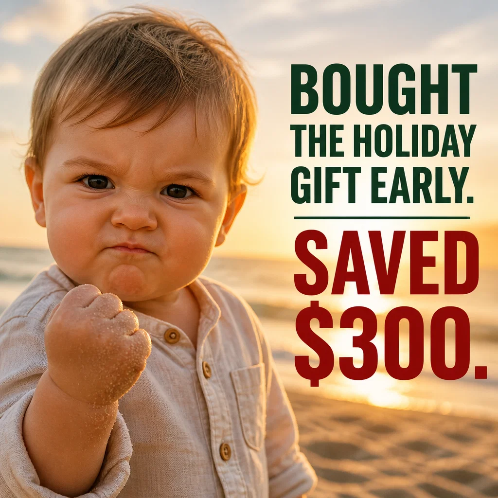 Holiday Sale meme ad example: The Early Bird Win