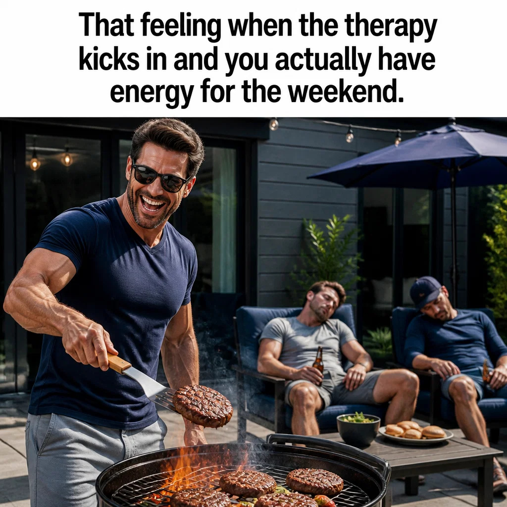Hormone Therapy meme ad example: The Recovery King