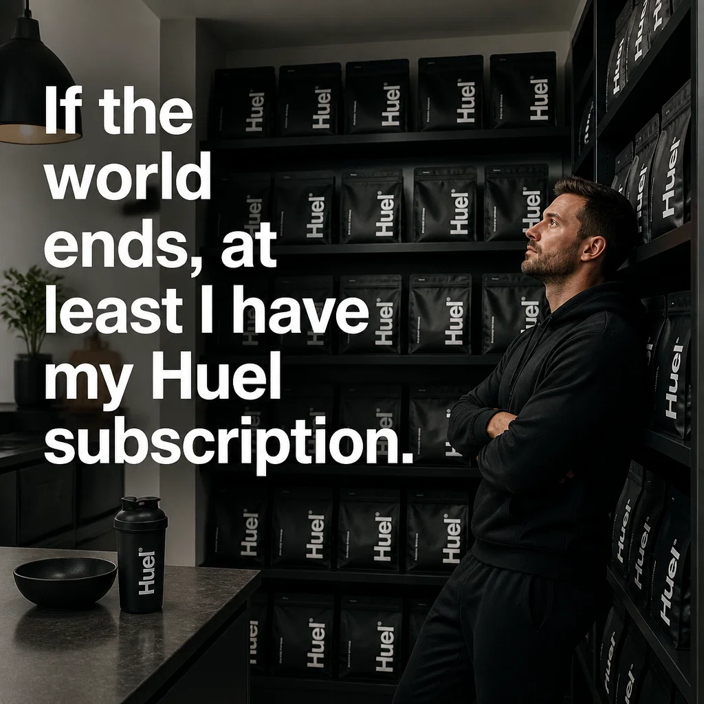 Huel meme ad example: The Survivalist