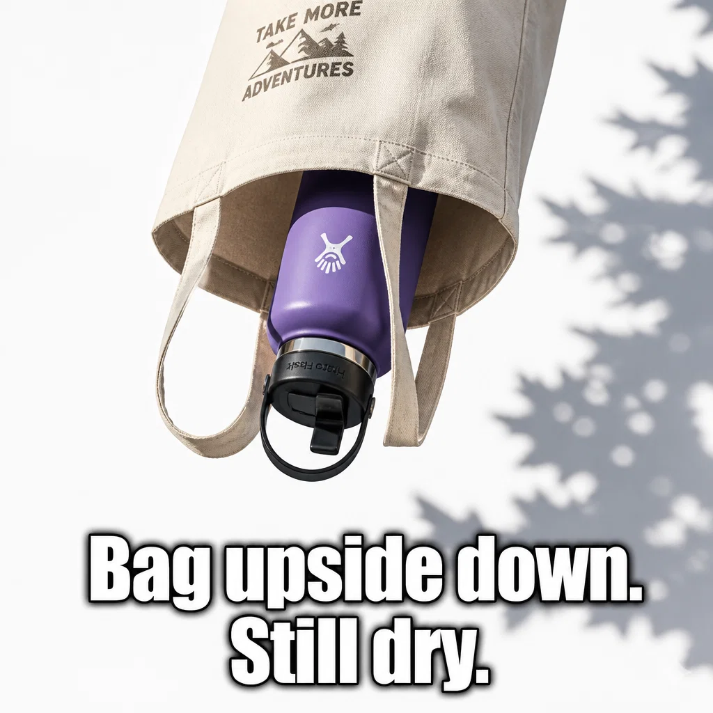 Hydro Flask meme ad example: Leak Proof Legend