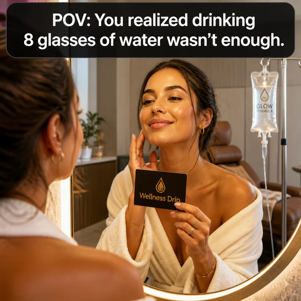 IV Therapy meme ad example: The Glow-Up Realization