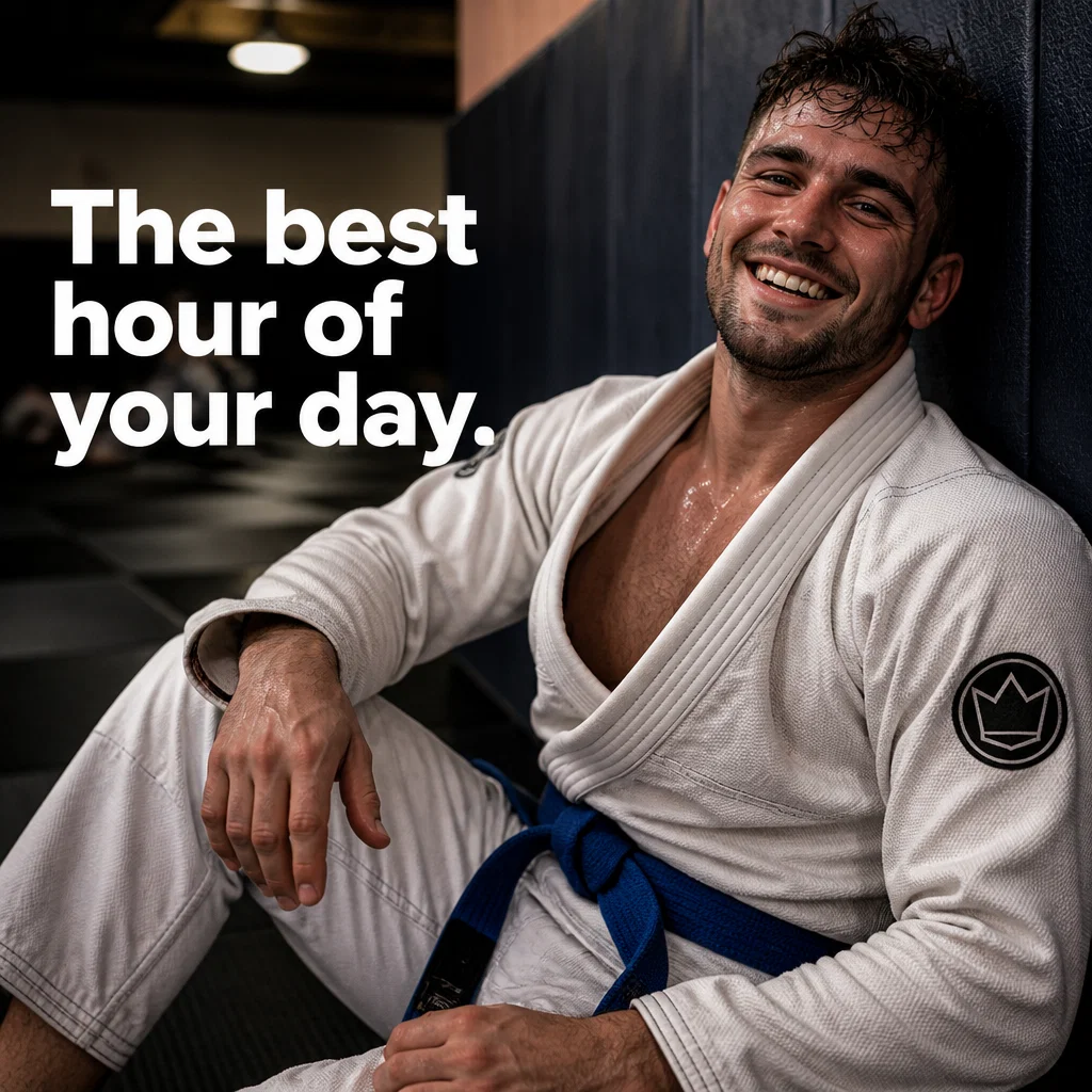 Jiu Jitsu Gym ad concept example: The Post-Class Glow