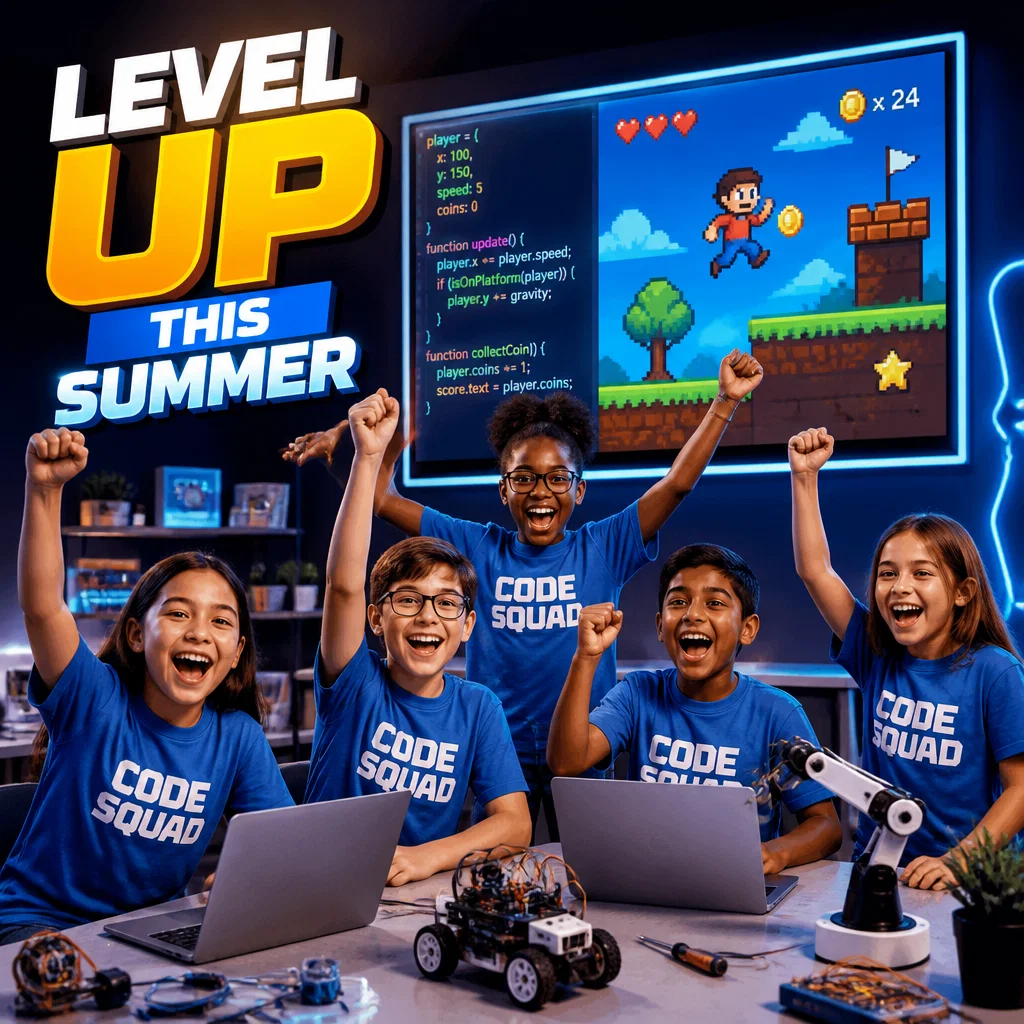Kids Coding Classes ad concept example: Summer Tech Intensive
