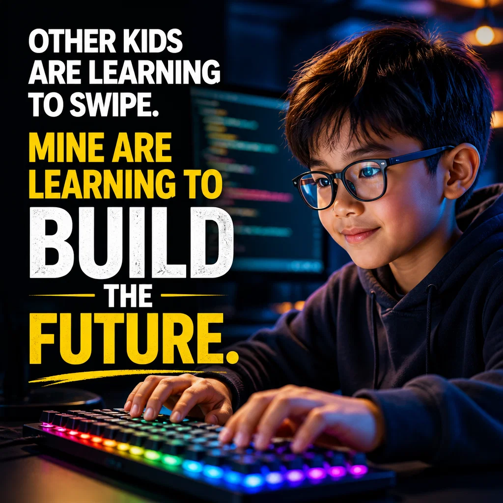 Kids Coding Classes meme ad example: The Future Professional