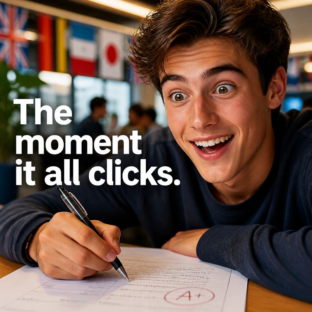 Language School ad concept example: The Breakthrough