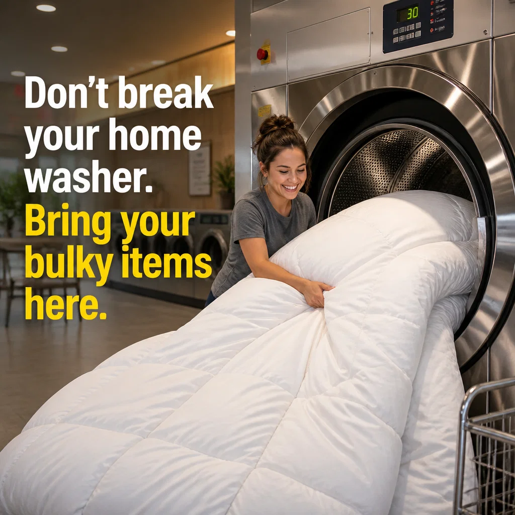 Laundromat ad concept example: The Comforter King