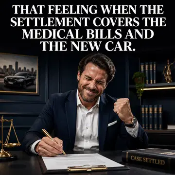 Law Firm meme ad example: The Settlement Face
