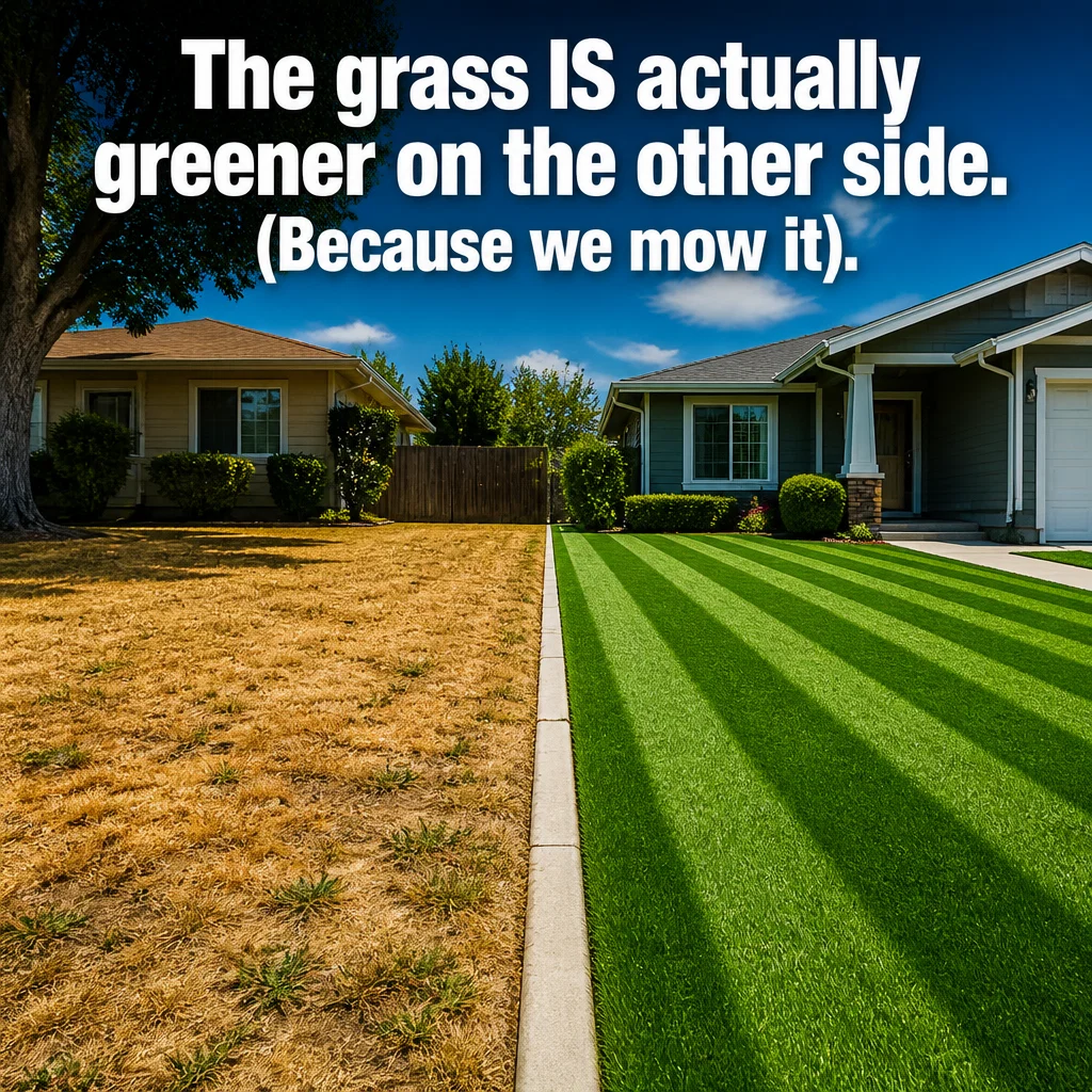 Lawn Care meme ad example: Literal Green Grass