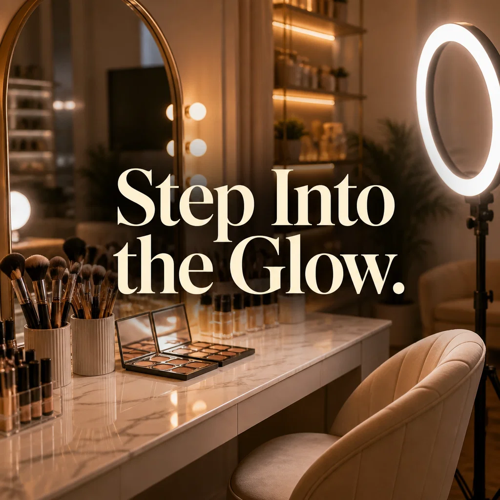 Makeup Artist ad concept example: The Studio Glow