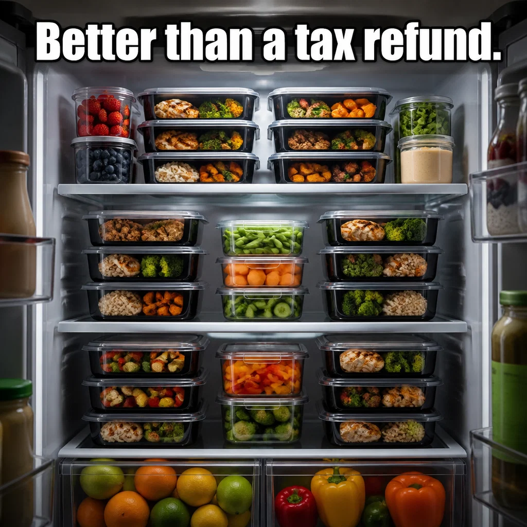 Meal Prep meme ad example: The Fridge Flex
