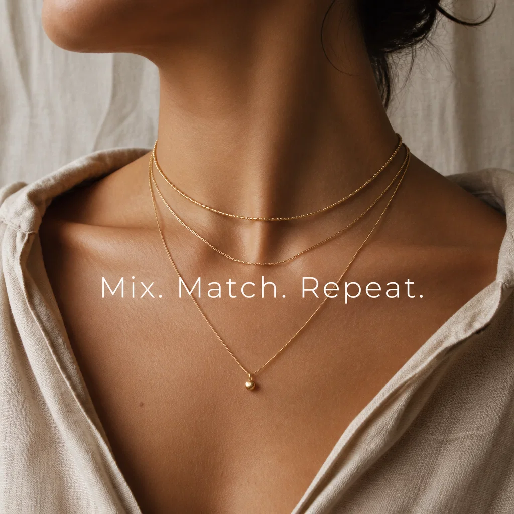 Mejuri ad concept example: Layered Neck