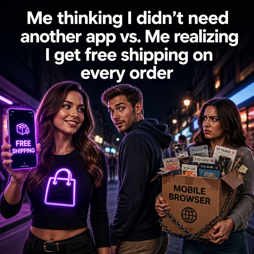Mobile App meme ad example: The Upgrade Realization