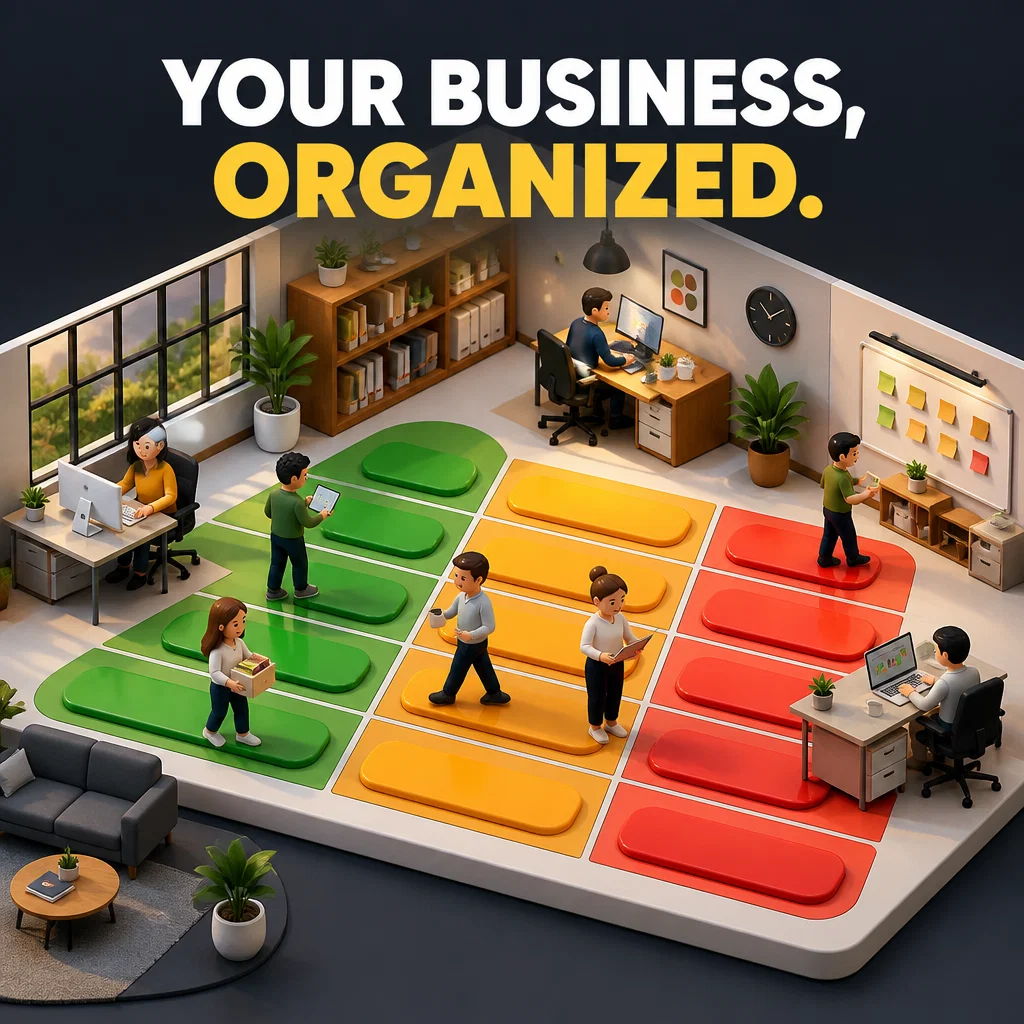 Monday.com ad concept example: Isometric Efficiency