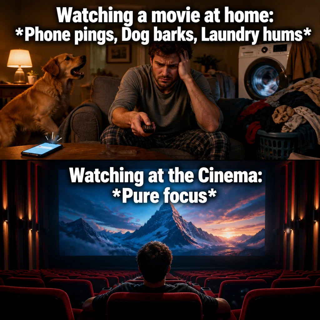 Movie Theater meme ad example: Home Distractions