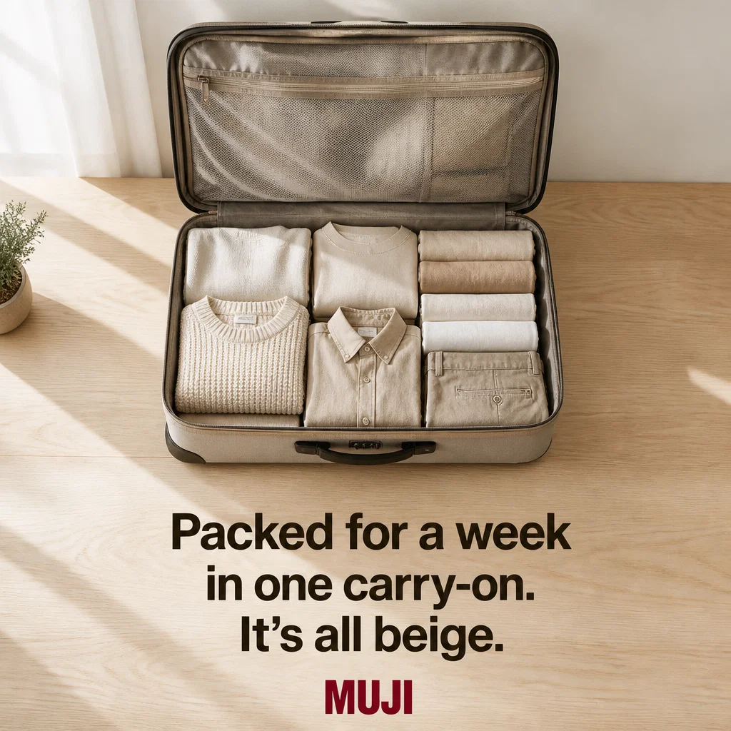 Muji meme ad example: Airline Carry-On