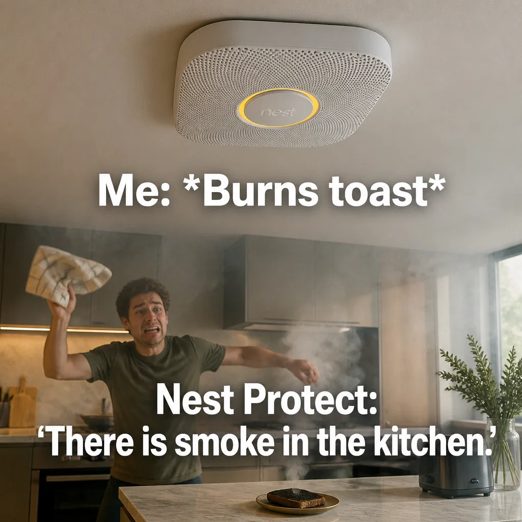 Nest meme ad example: Burning Toast vs. The Alarm