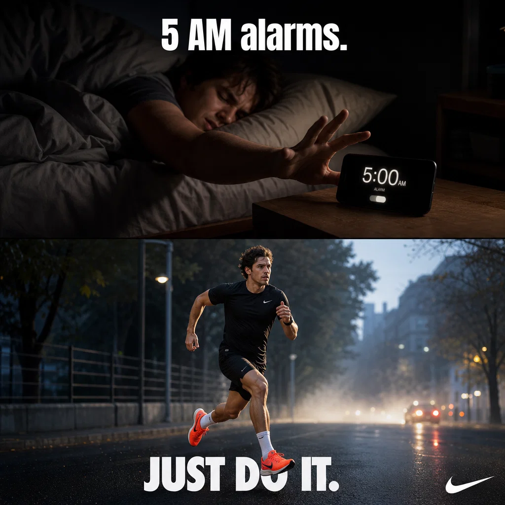 Nike meme example: Runner struggles