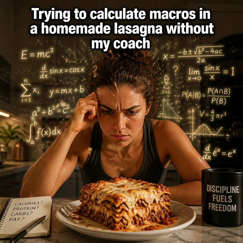 Online Fitness Coach meme ad example: The Tracking Struggle