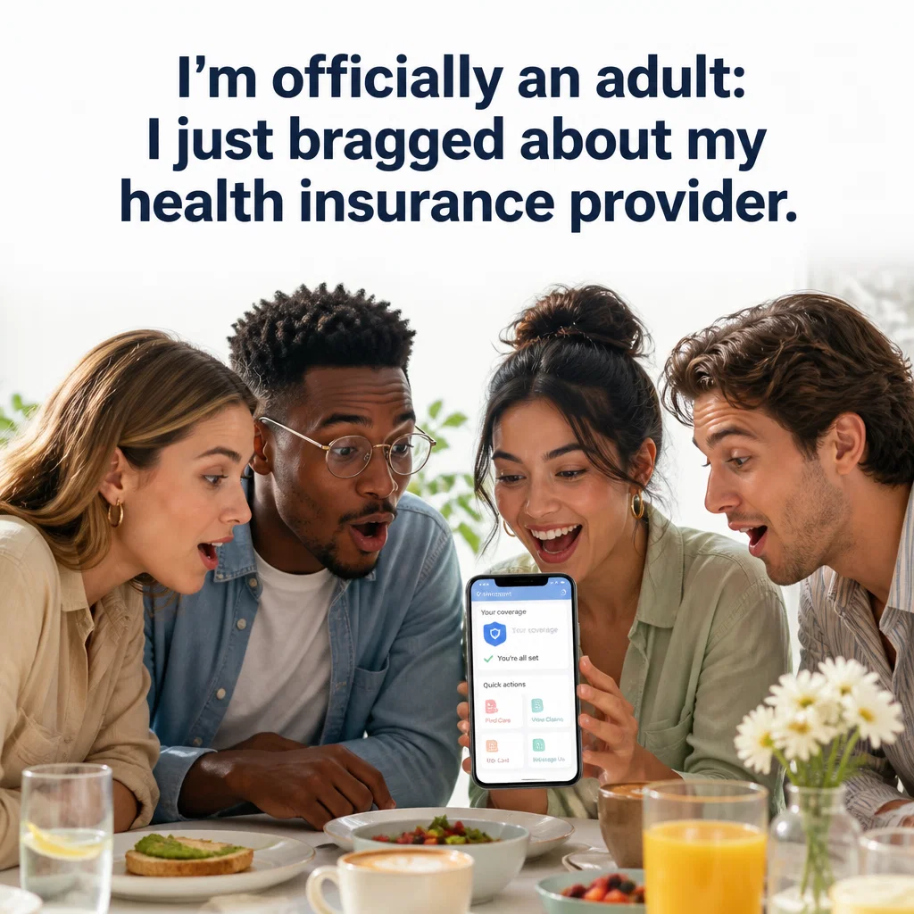 Oscar Health meme ad example: Adulting Level Up