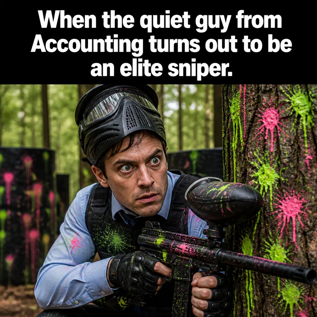 Paintball meme ad example: The Quiet Coworker