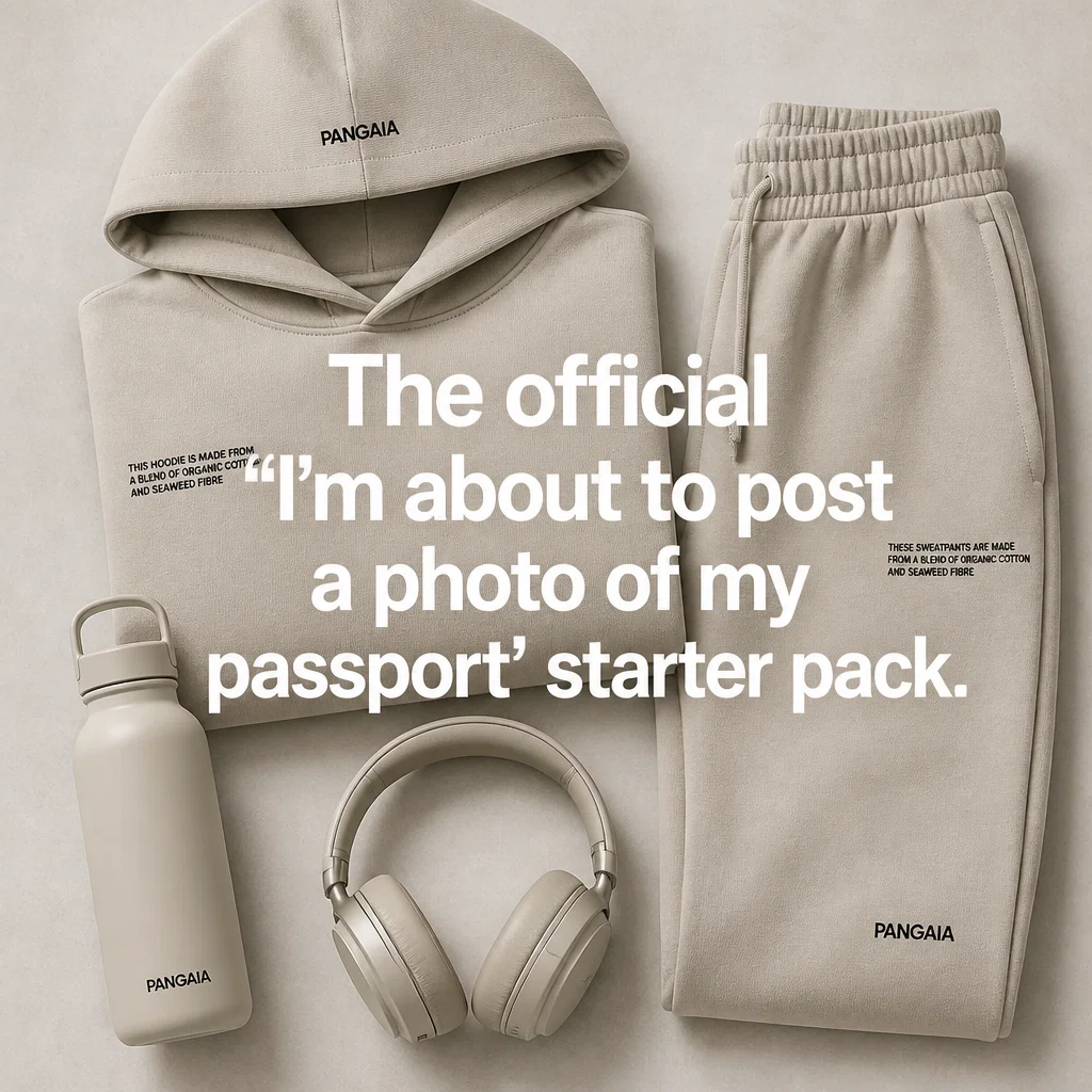 Pangaia meme ad example: The Airport Uniform
